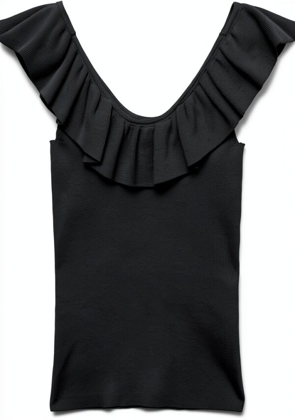 VERO MODA Top Donna Volant Nero Rosso Canotte Stile