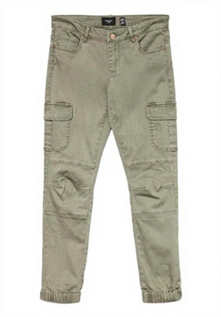 VMIVY Jeans Donna Stretch Cargo Verde indossati in un contesto urbano