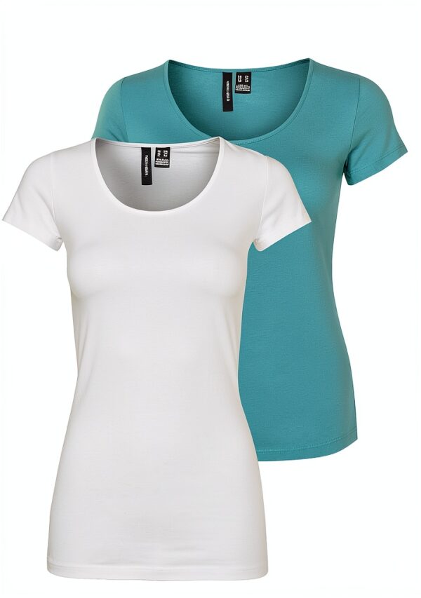 VERO MODA T-Shirt Donna Scollo a U Morbida Confezione 3