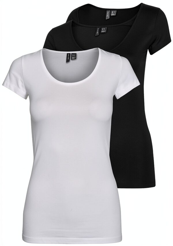 VERO MODA T-Shirt Donna Scollo a U Morbida Confezione 3