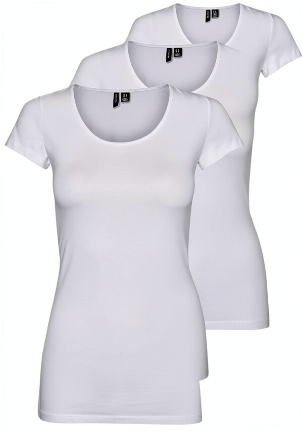 VERO MODA T-shirt Donna Scollo U Morbida Confezione 3