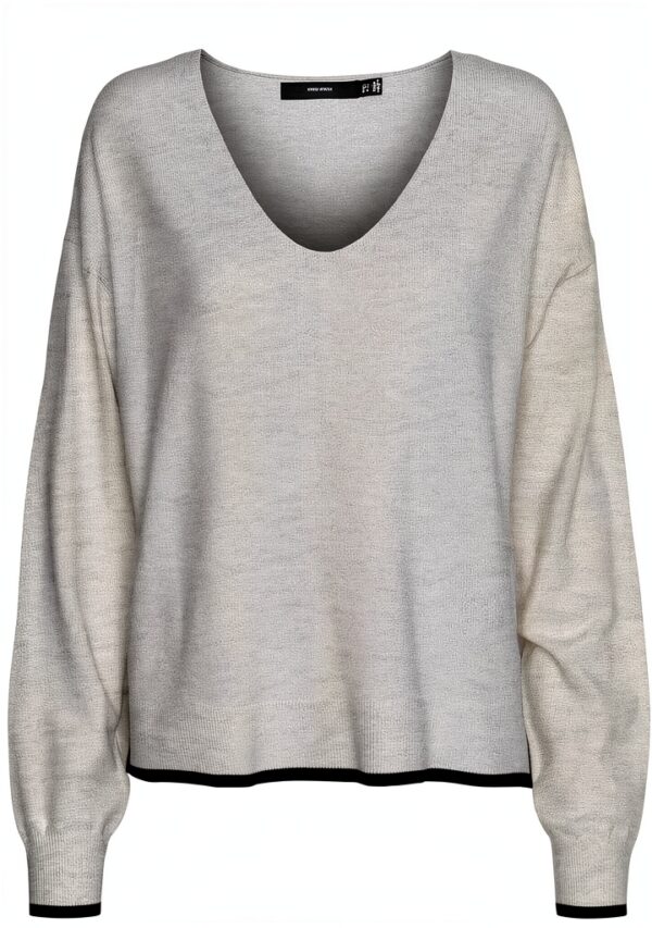 Maglione Donna Vero Moda Scollo a V Lavorato a Maglia Grigio