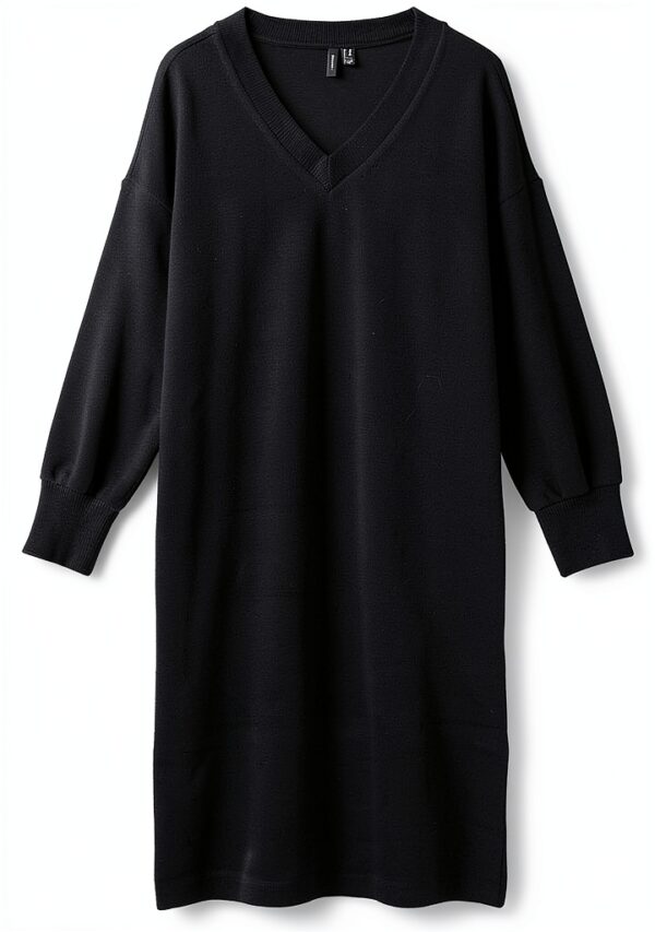 Vero Moda Abito Donna Scollo a V Maniche Lunghe Nero
