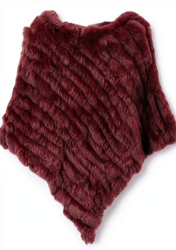 Poncho pelliccia coniglio maglia donna avvolgente gilet moda