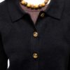 Vero Moda Cardigan Donna Nero Colletto Polo Maniche Lunghe-4