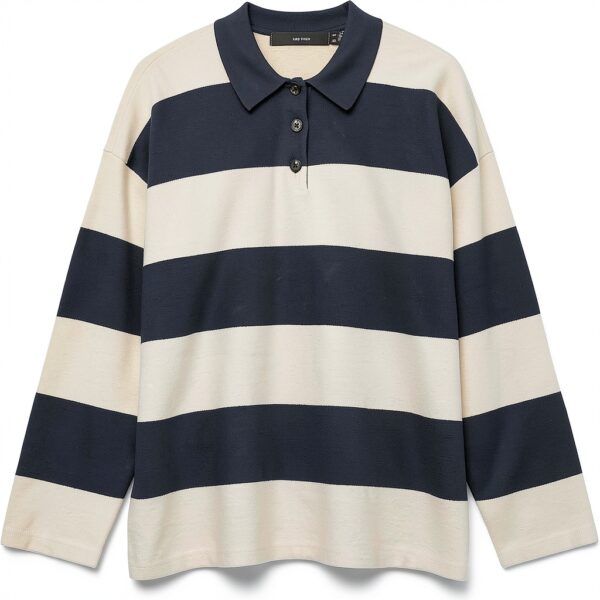 Vero Moda Maglione Donna Colletto Polo Maniche Lunghe Righe-0