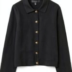 Vero Moda Cardigan Donna Nero Colletto Polo Maniche Lunghe-0