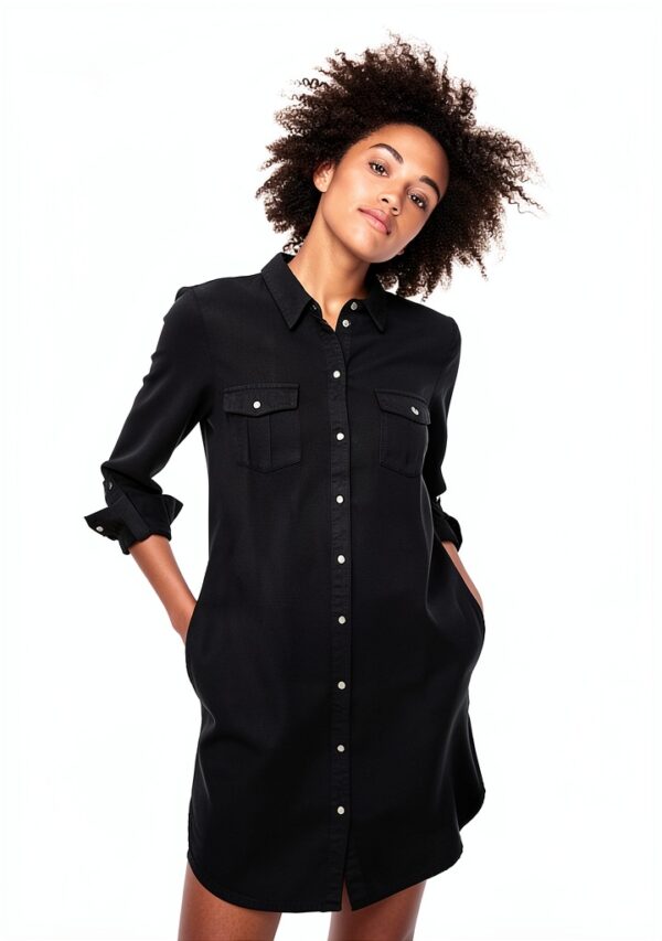 Abito camicia donna Bestseller nero colletto-1