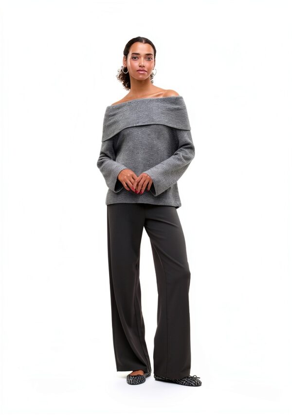 Maglione donna Vero Moda melange grigio medio - poliestere riciclato-3
