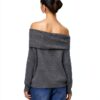 Maglione Vero Moda, spalle scoperte, melange grigio medio, taglie S-XL-2