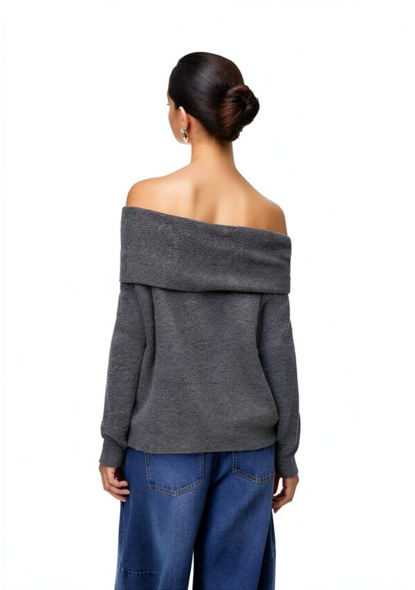 Maglione Vero Moda, spalle scoperte, melange grigio medio, taglie S-XL-2