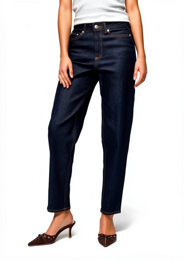 Jeans donna Vero Moda Blu Jeans Scuro vita alta con bottone e cerniera-4