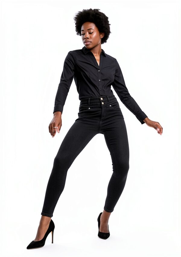 Bestseller T-Shirt Donna Bianco/Nero con Bottoni Polsini XS-XL-5