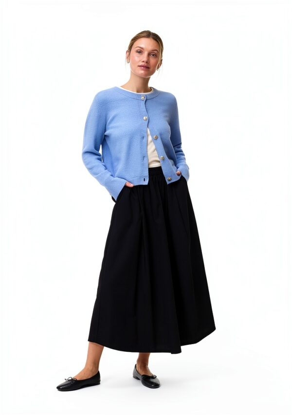 VERO MODA Cardigan Donna LS Short Button in Blu Brunnera con Fiocco-1