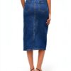 Gonna Denim VERO MODA High Waist Midi Azzurro Blu Vita Alta Elegante-4