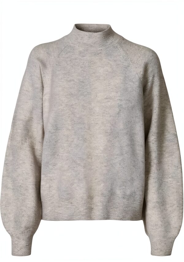 Pullover Vero Moda Vmleaf LS Ent Maglione Donna Collo Alto Grigio-0