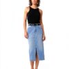 Gonna Denim VERO MODA High Waist Midi Azzurro Blu Vita Alta Elegante-4
