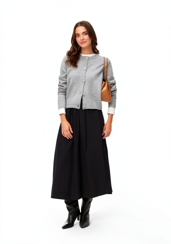 Cardigan VERO MODA Vmfiona LS, chiaro grigio melange, bottoni-1