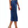 Gonna Denim VERO MODA High Waist Midi Azzurro Blu Vita Alta Elegante-6
