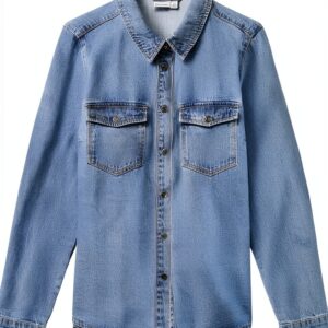 Camicia Denim VERO MODA VMJENNIE Blu Denim Taglio Normale 90% Cotone-0
