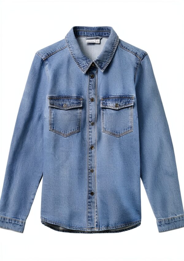 Camicia Denim VERO MODA VMJENNIE Blu Denim Taglio Normale 90% Cotone-0