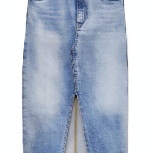 Gonna Denim VERO MODA High Waist Midi Azzurro Blu Vita Alta Elegante-0