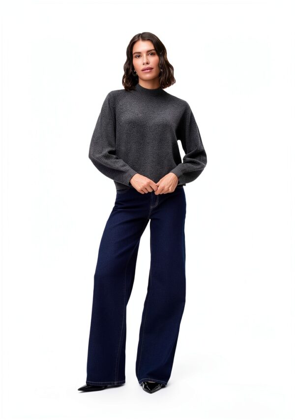 Maglione VERO MODA VMLEAF Pullover Grigio Scuro Mélange L-4