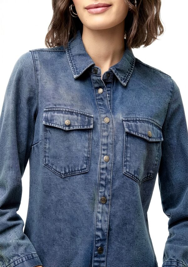 Camicia Denim VERO MODA VMJENNIE Blu Denim Taglio Normale 90% Cotone-6