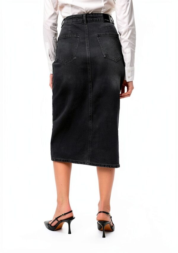 Gonna Denim VERO MODA High Waist Midi Azzurro Blu Vita Alta Elegante-4
