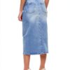 Gonna Denim VERO MODA High Waist Midi Azzurro Blu Vita Alta Elegante-3
