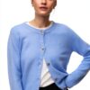 VERO MODA Cardigan Donna LS Short Button in Blu Brunnera con Fiocco-3