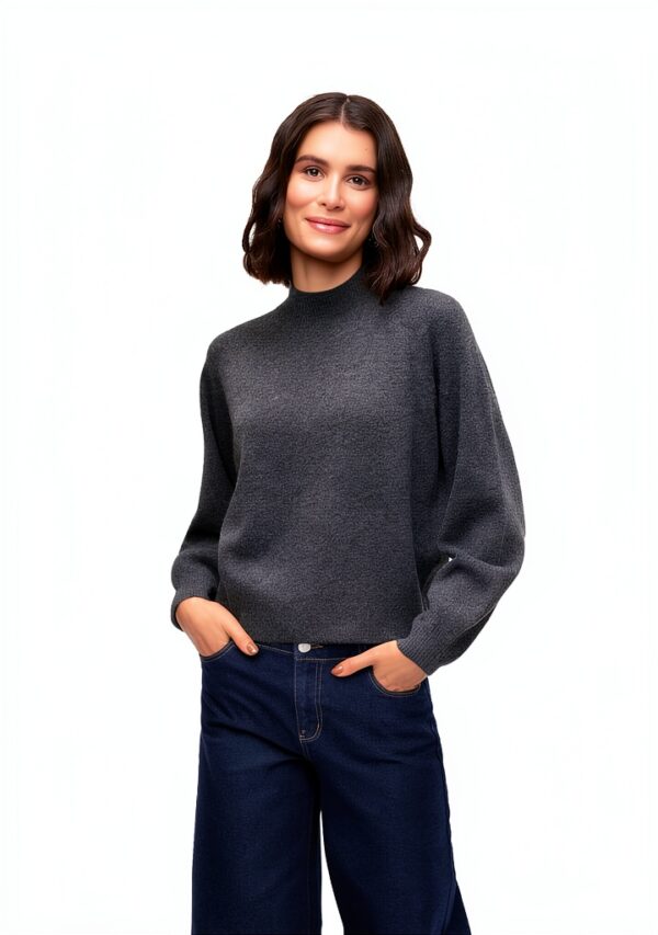 Maglione VERO MODA VMLEAF Pullover Grigio Scuro Mélange L-2