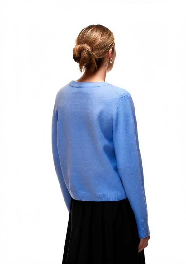 VERO MODA Cardigan Donna LS Short Button in Blu Brunnera con Fiocco-2