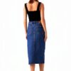 Gonna Denim VERO MODA High Waist Midi Azzurro Blu Vita Alta Elegante-2