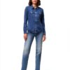 Camicia Denim VERO MODA VMJENNIE Blu Denim Taglio Normale 90% Cotone-4
