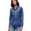 Camicia Denim VERO MODA VMJENNIE Blu Denim Taglio Normale 90% Cotone-1