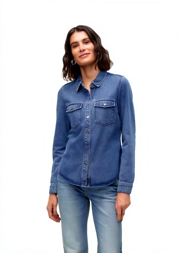 Camicia Denim VERO MODA VMJENNIE Blu Denim Taglio Normale 90% Cotone-1