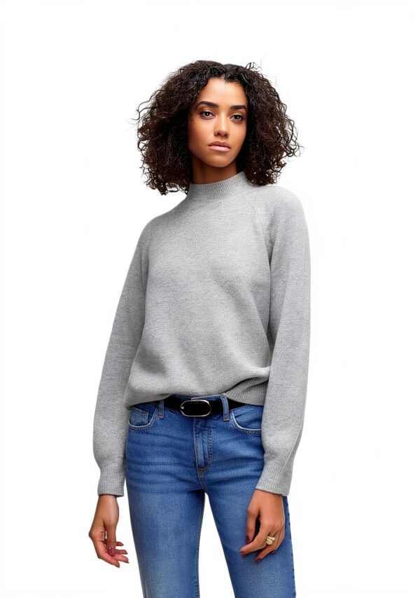 Pullover Vero Moda Vmleaf LS Ent Maglione Donna Collo Alto Grigio-1