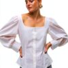 Top VERO MODA Blusa VMFRIBA Bianco M Taglio normale maniche lunghe-4