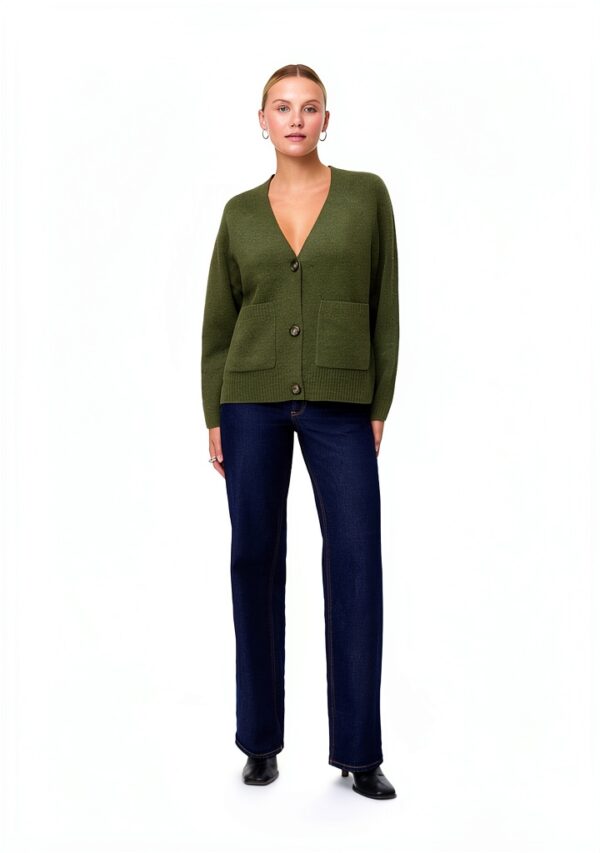 Cardigan VERO MODA VMBOOM Knit – misto lana, colori Nero e Cypress-1