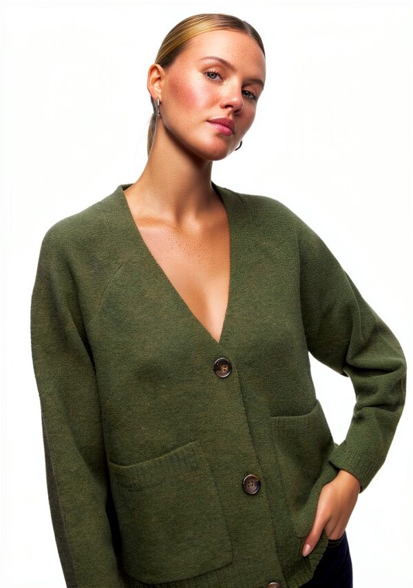 Cardigan VERO MODA VMBOOM Knit – misto lana, colori Nero e Cypress-2