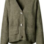 Cardigan VERO MODA VMBOOM Knit – misto lana, colori Nero e Cypress-0