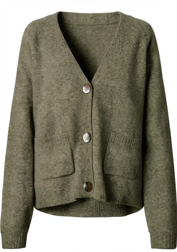 Cardigan VERO MODA VMBOOM Knit – misto lana, colori Nero e Cypress-0