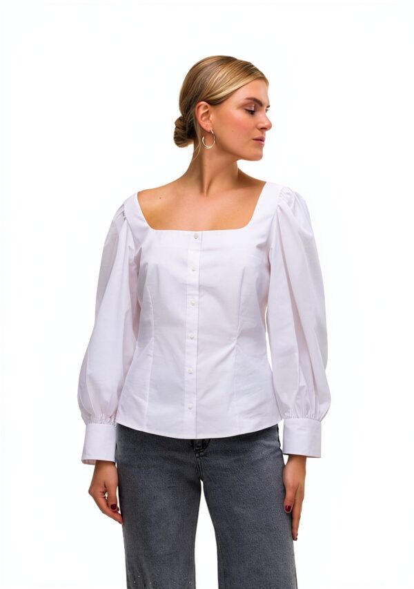 Top VERO MODA Blusa VMFRIBA Bianco M Taglio normale maniche lunghe-1