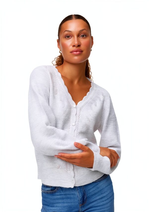 Cardigan Vero Moda donna con scollo a V, finitura argentea, 190 g-5