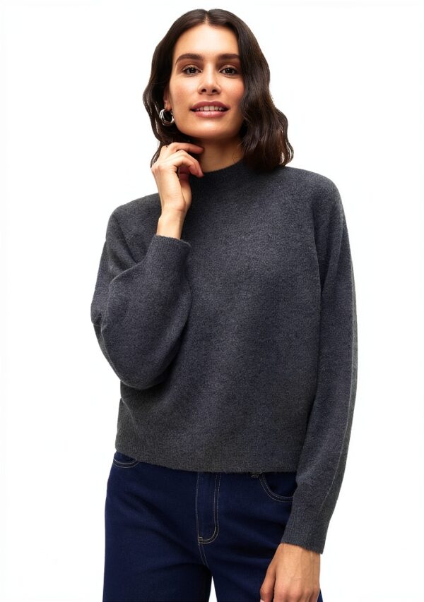 VERO MODA Maglione in Maglia VMLEAF Pullover Melange Grigio Scuro-5