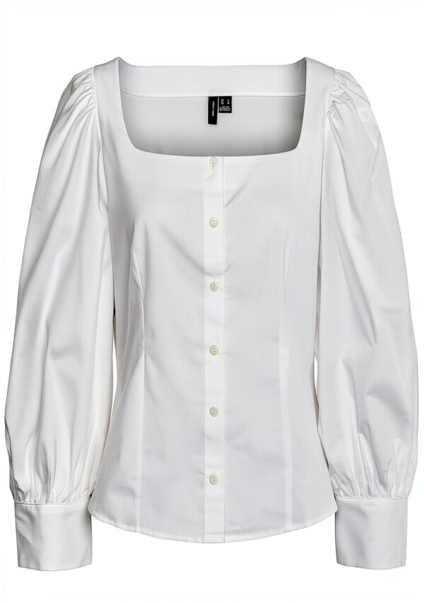 Top VERO MODA Blusa VMFRIBA Bianco M Taglio normale maniche lunghe-0