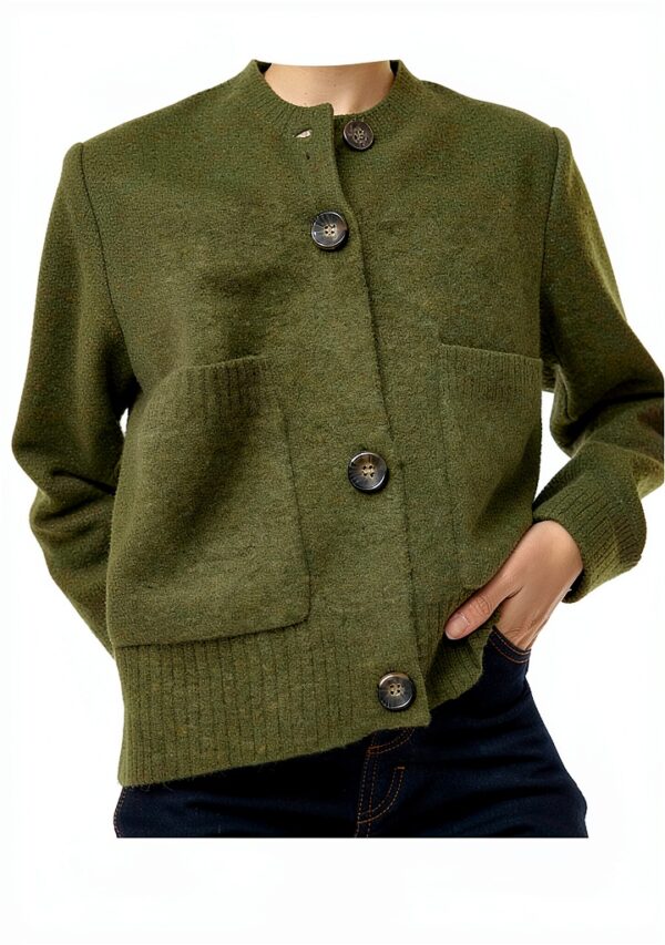 Cardigan VERO MODA VMBOOM Knit – misto lana, colori Nero e Cypress-4